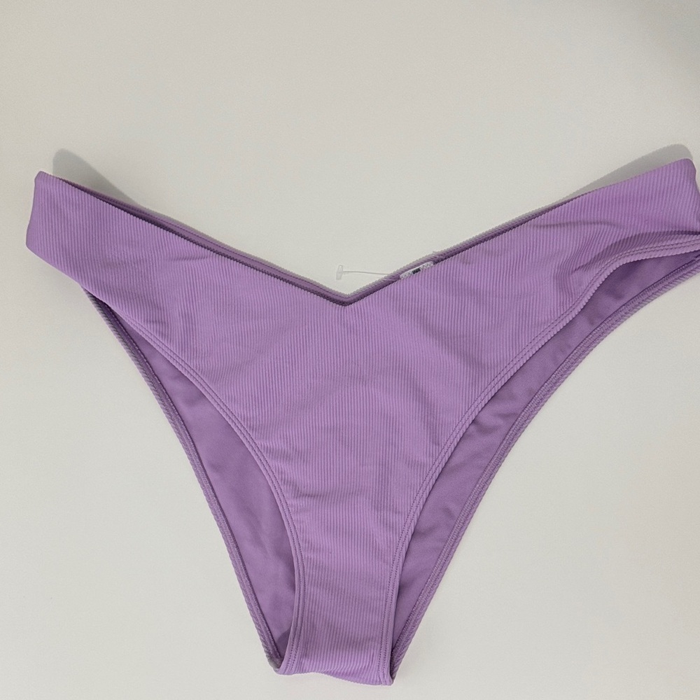 Abercrombie & Fitch Purple Ribbed High-Cut V Bikini Bottom - Size XL